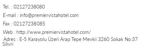 Premier Vista Hotel telefon numaralar, faks, e-mail, posta adresi ve iletiim bilgileri